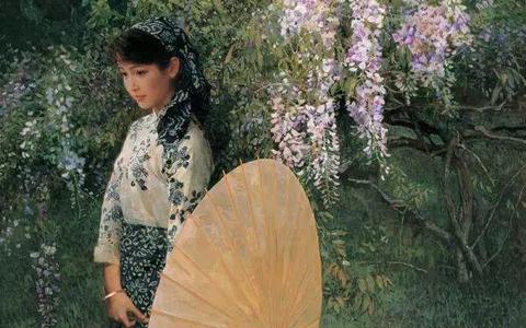 油画世界：女人和伞主题的油画