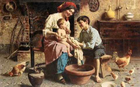 他把普通人的生活，画得如此欢乐、温馨、幸福，意大利画家Eugenio Zampighi