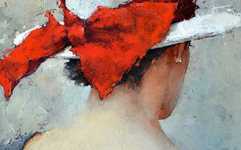 具象绘画中戴帽子的女子，韵味十足，俄罗斯画家Andre Kohn