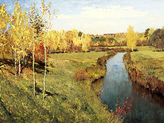 俄罗斯 列维坦 金色的秋天油画高清