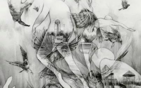 在他的插画本子上，我们看到了一个迷人的奇幻世界