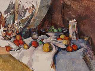 塞尚 作品 有桃子和苹果的静物 油画下载