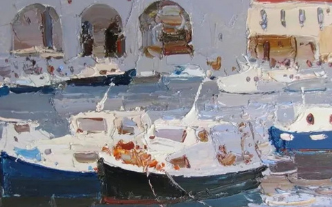 克里米亚的美丽风景油画，乌克兰画家沃尔科夫作品集二