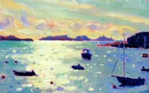 他的风景沉浸在斑斓的阳光中，太美了！