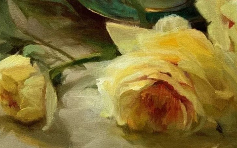 她的高清花卉油画，构图力求原创和卓越！