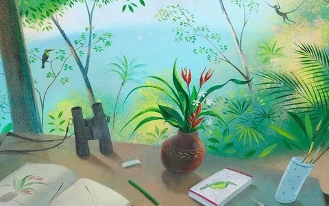 他的油画色彩清新，视角独特，笔触超细腻！