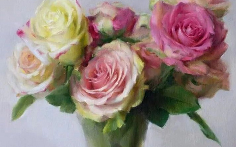 花卉油画，钱玛丽作品欣赏！