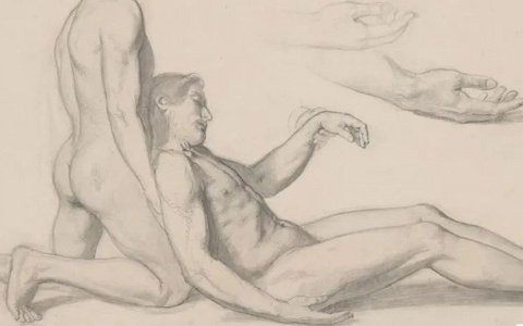 人体素描，19世纪波兰画家约瑟夫·西姆勒的作品