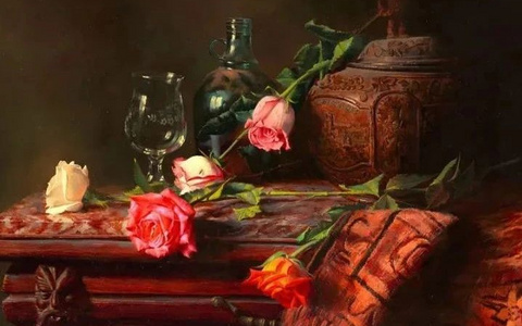 超写实古典静物花卉，​俄罗斯画家安东诺夫作品！