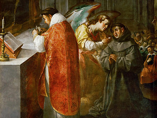 《圣博纳文图拉从天使手中接过主人》大·弗朗西斯科·埃雷拉高清绘画下载