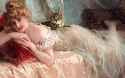 女人与猫画作品图片高清大全 世界油画抱猫的女人图片分享