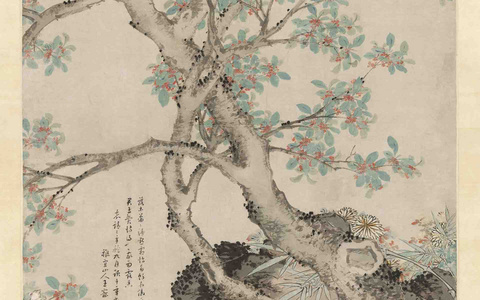 【花卉画赏析】沈周《黄菊丹桂图》高清绘画作品下载